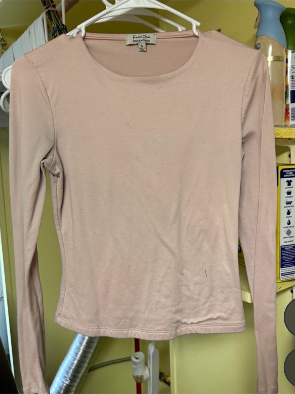 Essentials Long Sleeve Crewneck Top in Dusty Rose